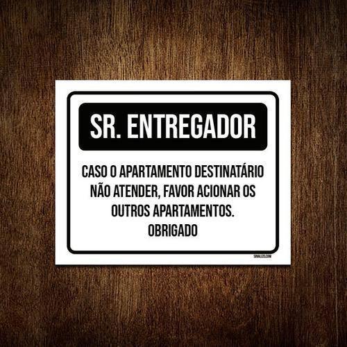 Imagem de Kit 5 Placa Sinalização Sr Entregador Acionar Apartamentos