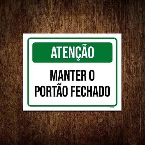 Imagem de Kit 5 Placa Sinalização - Verde Atenção Portão Fechado