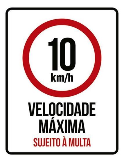 Imagem de Kit 5 Placas 10Km Velocidade Máxima Multa 36X46