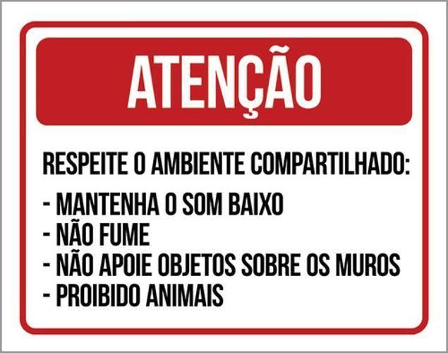 Imagem de Kit 5 Placas Atenção Ambiente Compartilhado Regras 36X46