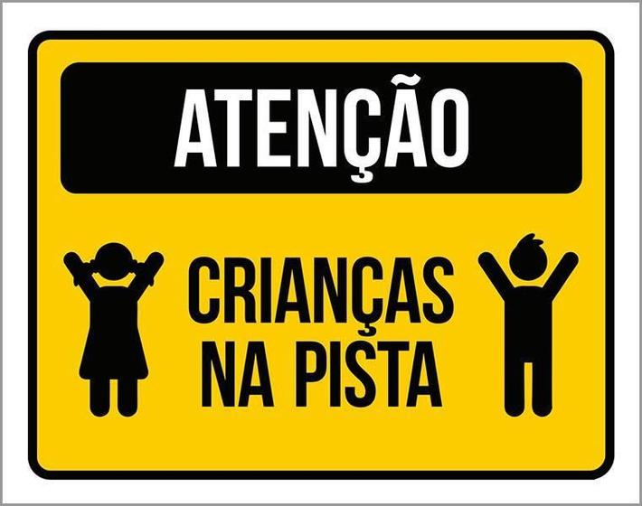 Imagem de Kit 5 Placas Atenção Crianças Na Pista 27X35