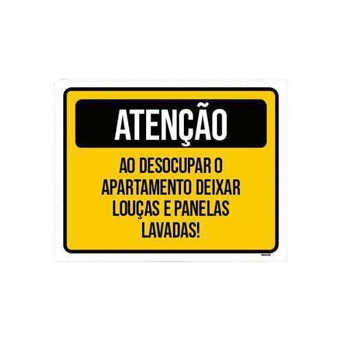 Imagem de Kit 5 Placas Atenção Desocupar Apartamento Lave Louça