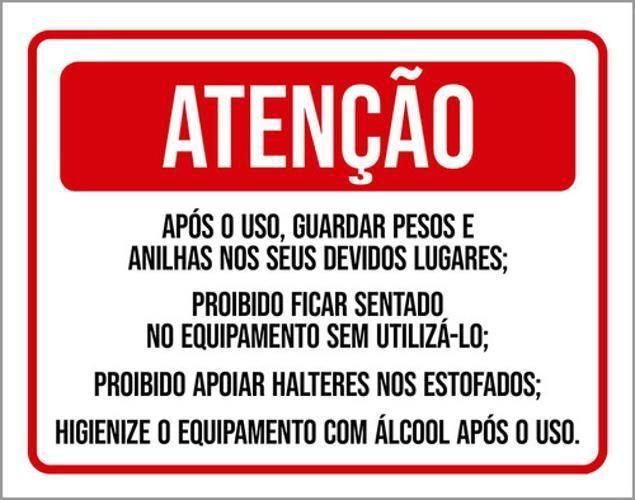 Kit 5 Placas Atenção Guarde Pesos Anilhas Proibido Sentar - Sinalizo Imagem de Kit 5 Placas Atenção Guarde Pesos Anilhas Proibido Sentar