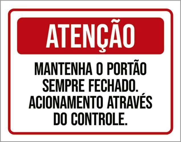 Imagem de Kit 5 Placas Atenção Mantenha Portão Fechado Controle