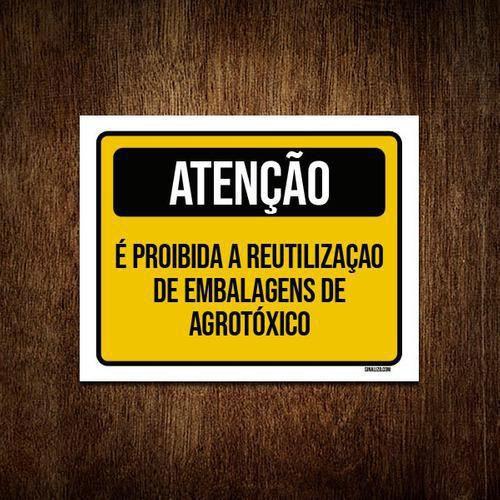 Imagem de Kit 5 Placas Atenção Proibida Reutilização Embalagem