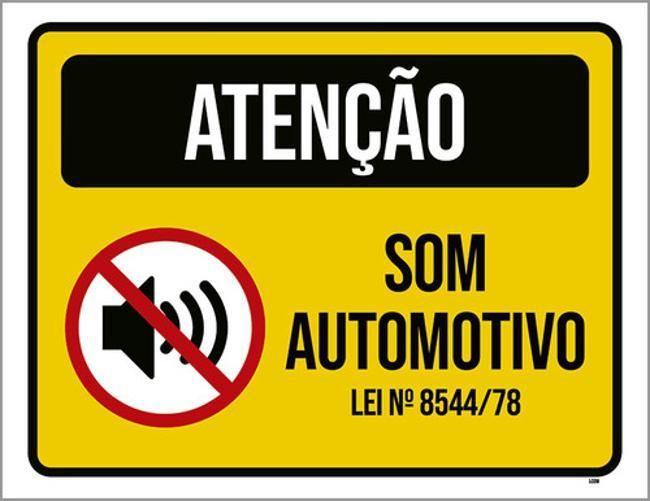 Imagem de Kit 5 Placas Atenção Som Automotivo Lei 36X46