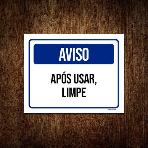 Imagem de Kit 5 Placas Aviso Após Usar Limpe