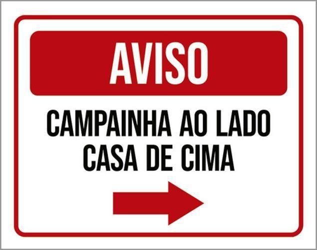 Imagem de Kit 5 Placas Aviso Campainha Lado Casa Cima 36X46