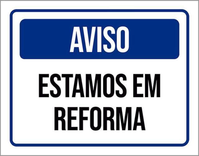 Imagem de Kit 5 Placas Aviso Estamos Em Reforma Azul 36X46