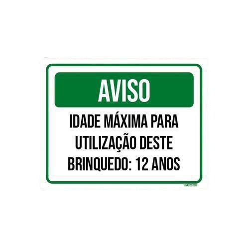 Imagem de Kit 5 Placas Aviso Idade Máxima Utilização Brinquedo 12 Anos