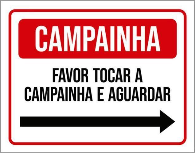 Imagem de Kit 5 Placas Campainha Favor Tocar Aguardar Seta Direita