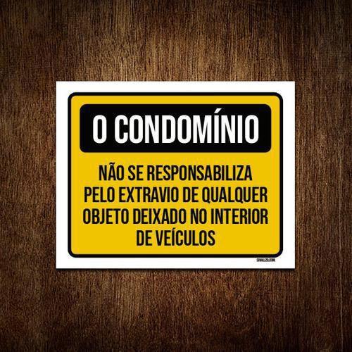 Imagem de Kit 5 Placas Condomínio Não Responsabiliza Extravio Objetos