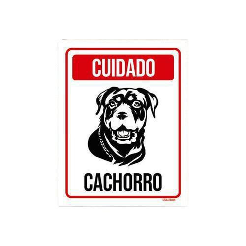 Imagem de Kit 5 Placas Cuidado Cachorro Rottweiler 1