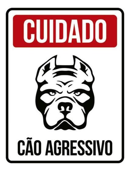 Imagem de Kit 5 Placas Cuidado Cão Agressivo Vermelha 36X46