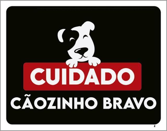 Imagem de Kit 5 Placas Cuidado Cãozinho Bravo Sorriso 36X46