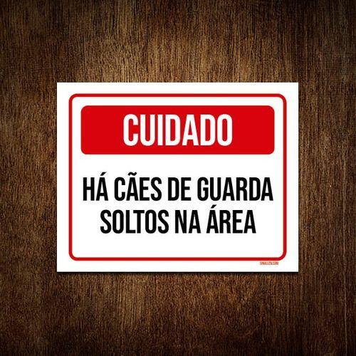 Imagem de Kit 5 Placas Cuidado Há Cães De Guarda Soltos Na Área