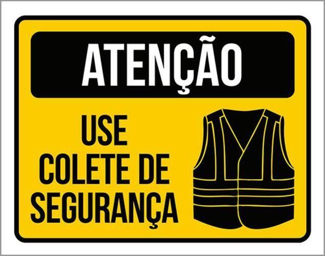 Imagem de Kit 5 Placas De Atenção Use Colete De Segurança 36X46