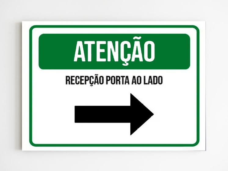 Imagem de kit 5 Placas de aviso recepção porta ao lado seta direita