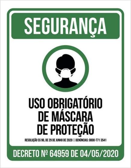 Imagem de Kit 5 Placas De Segurança - Uso Obrigatório De Máscara