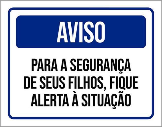 Imagem de Kit 5 Placas De Sinalização - Aviso Filhos Fique Alerta