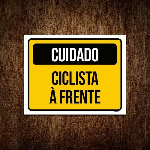 Imagem de Kit 5 Placas De Sinalização - Cuidado Ciclista À Frente