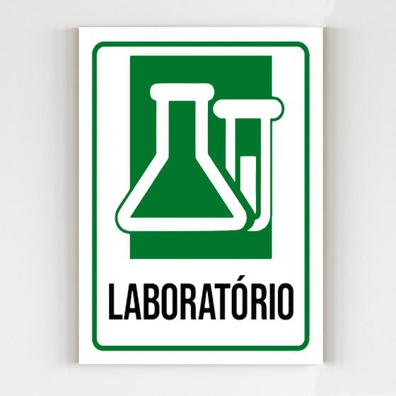 Imagem de kit 5 Placas de sinalização de ambiente laboratório mdf