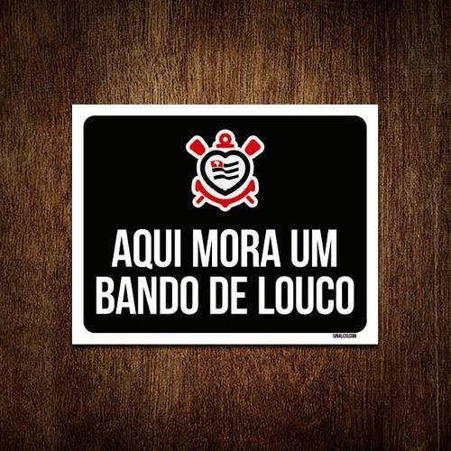 Imagem de Kit 5 Placas Decorativa - Aqui Mora Um Bando De Louco