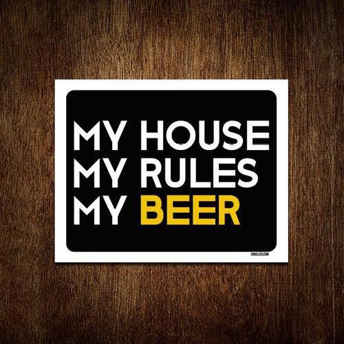 Imagem de Kit 5 Placas Decorativa - My House My Rules My Beer