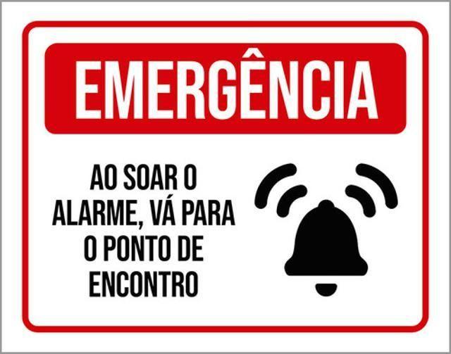 Imagem de Kit 5 Placas Emergência Alarme Ponto Encontro 36X46