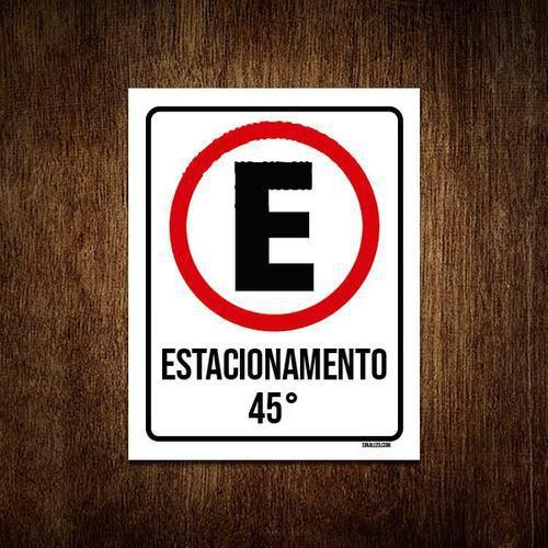 Imagem de Kit 5 Placas Estacionamento 45 Graus