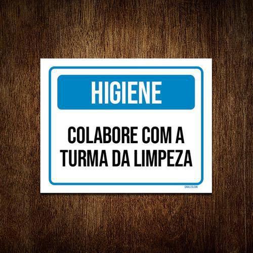 Imagem de Kit 5 Placas Higiene Colabora Com Turma Da Limpeza