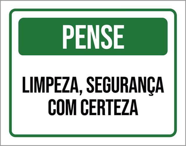 Imagem de Kit 5 Placas Pense Limpeza Segurança Com Certeza Verde 36X46