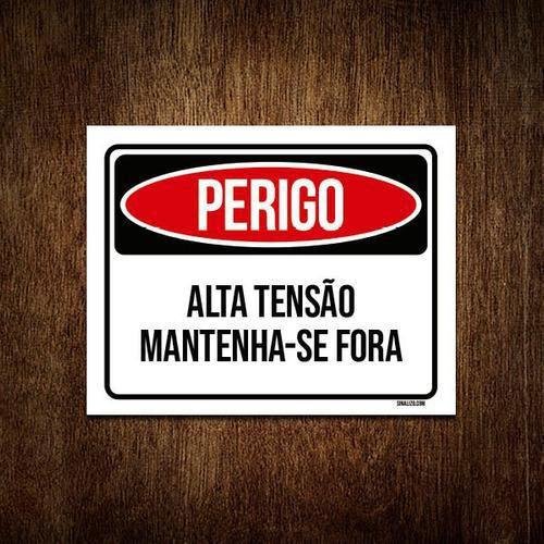 Imagem de Kit 5 Placas Perigo Alta Tensão Mantenha-Se Fora