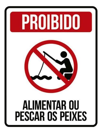 Imagem de Kit 5 Placas Proibido Alimenter Pescar Peixes 36X46