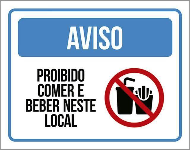 Imagem de Kit 5 Placas Proibido Comer Beber Neste Local 36X46