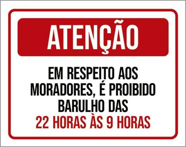 Imagem de Kit 5 Placas Respeito Moradores Proibido Barulho 22H 36X46