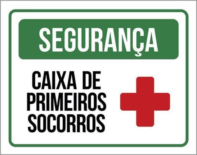 Imagem de Kit 5 Placas Segurança Caixa Primeiros Socorros Cruz 36X46