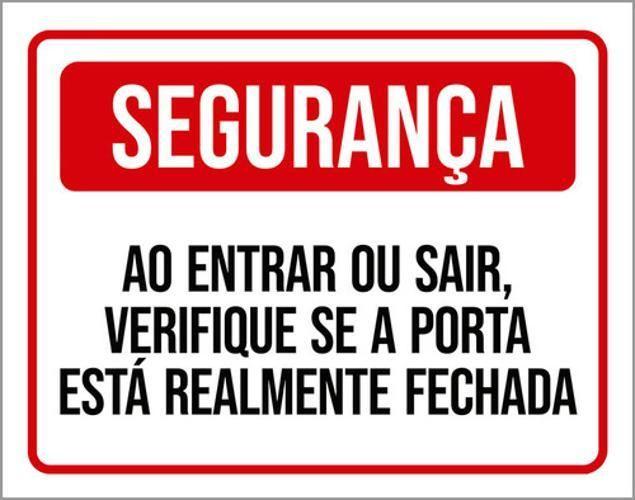 Imagem de Kit 5 Placas Segurança Entrar Sair Realmente Fechada