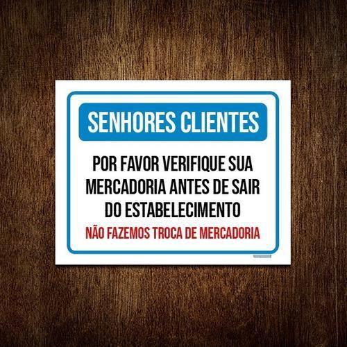 Imagem de Kit 5 Placas Senhores Clientes Verifique Mercadoria Troca