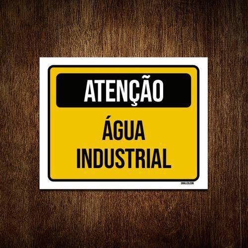 Imagem de Kit 5 Placas Sinalização Atenção Água Industrial