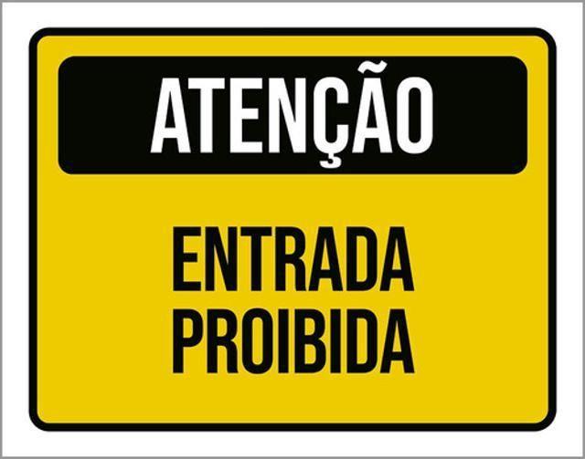 Imagem de Kit 5 Placas Sinalização - Atenção Entrada Proibida Amarela