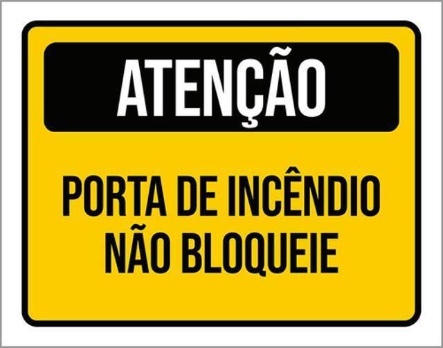 Imagem de Kit 5 Placas Sinalização Atenção Porta Incêndio Não Bloqueie