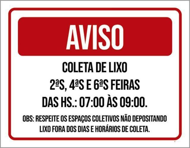 Imagem de Kit 5 Placas Sinalização - Aviso Coleta Lixo Vermelha