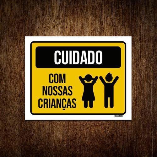 Imagem de Kit 5 Placas Sinalização Cuidado Com Nossas Crianças