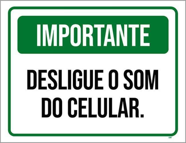 Imagem de Kit 5 Placas Sinalização - Importante Desligue Som Celular