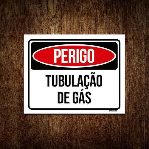 Imagem de Kit 5 Placas Sinalização Perigo Tubulação De Gás