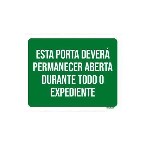 Imagem de Kit 5 Placas Sinalização Porta Deverá Permanecer Aberta