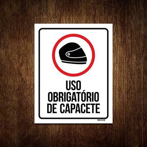 Imagem de Kit 5 Placas Sinalização - Uso Obrigatório Capacete