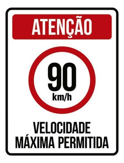 Imagem de Kit 5 Placas Sinalização - Velocidade Máxima 90Km Máximo