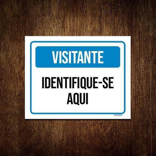 Imagem de Kit 5 Placas Sinalização Visitante Identifique-Se Aqui ul